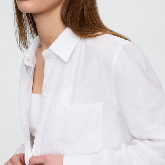 Gap Easy Shirt NWT in Cotton/Linen Blend Casual Button Down - Picture 3 of 9